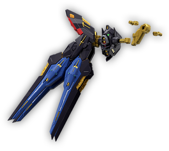 다축 가동에 의한 윙 전개 기믹