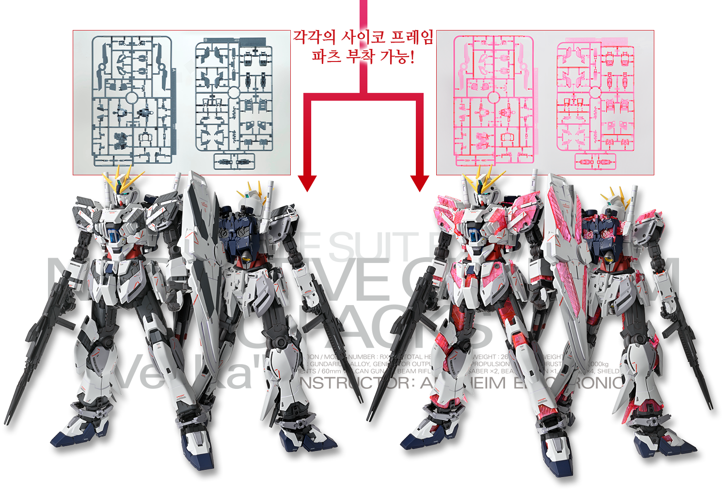 2種のランナーを選択して組付け